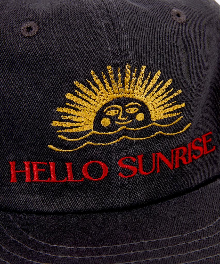 HELLO SUNRISE Washed Two Tone Logo 6Panel Cap_Charcoal