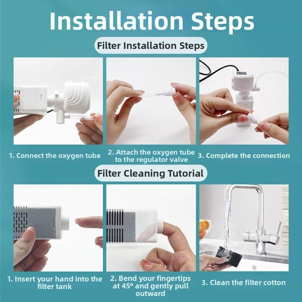 3 In 1 Aquarium Filter Pump Energy Efficient Silent Operation Submersible Filter Black Filter Cotton Plastic Water Filter Pump