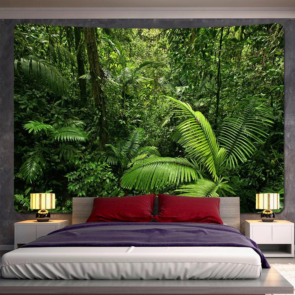 Silent forest home decor tapestry, bohemian hippie wall pendant, bedroom wall decoration, oversized background fabric sheets