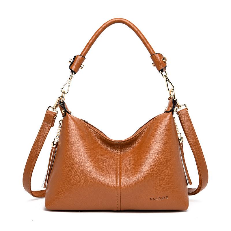 Fashion Women's Bag New Tassel Middle-aged Mother Bag Korean Style Fashion One-shoulder Crossbody Bag Fashionable Trendy Handbag