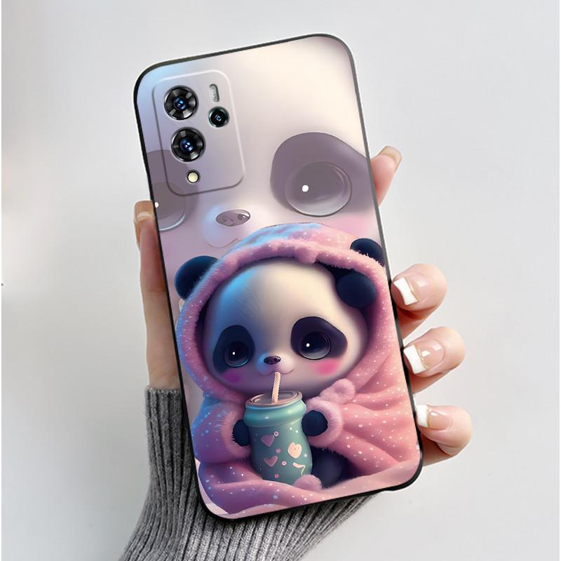 Pour ZTE Blade V40 Pro/ZTE 9046 Coque Mignon Lapin d'Amour Drôle Noir Mat Souple TPU Housse Arrière Protectrice Pour ZTE V40 Pro Coque de Téléphone