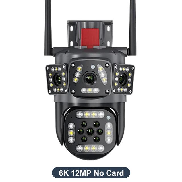 12MP 6K Multi-Lens WiFi Camera Outdoor Motion Tracking Three Screens 360° View IP Camera Security Protection PTZ Video Surveillance