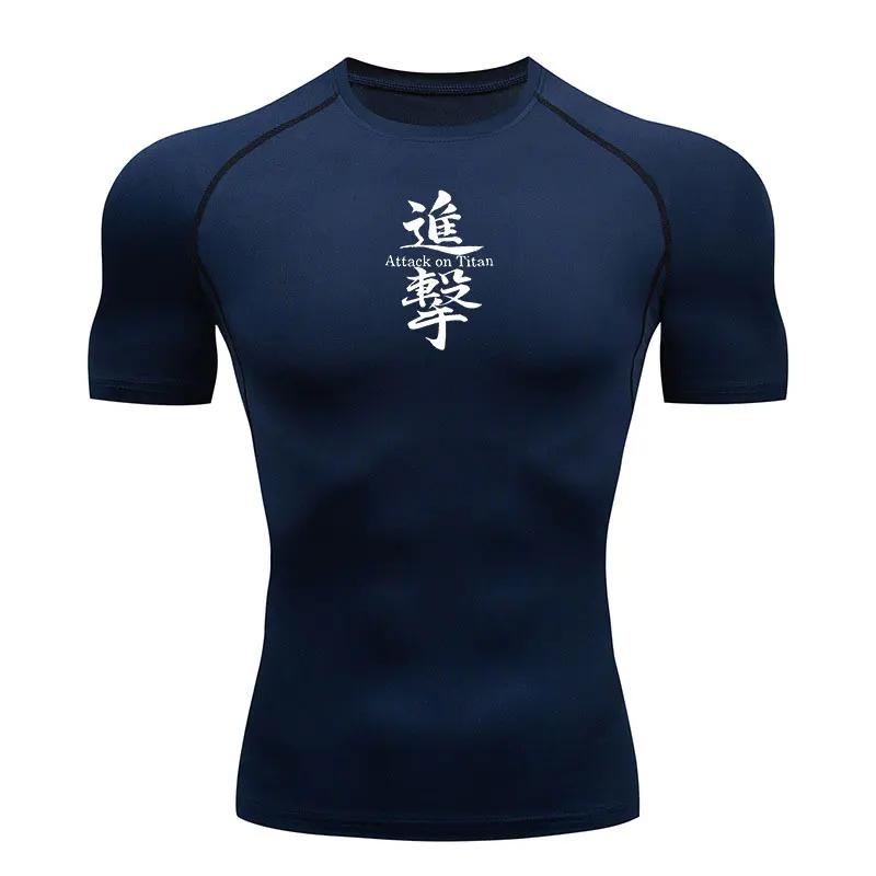 Heren Korte Mouw Zonnebrand Compressie Korte Mouw Sneldrogend Fitness Fietsen Hardlopen T-shirt Oefening Training Top S-3XL