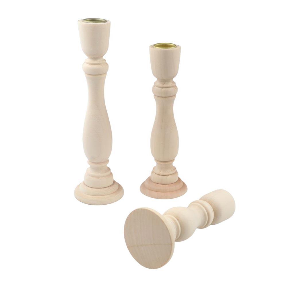 Craft Nordic Table Home Decor Retro Vintage Wooden Pillar Candlestick Holder Candle Holder Wedding Decoration