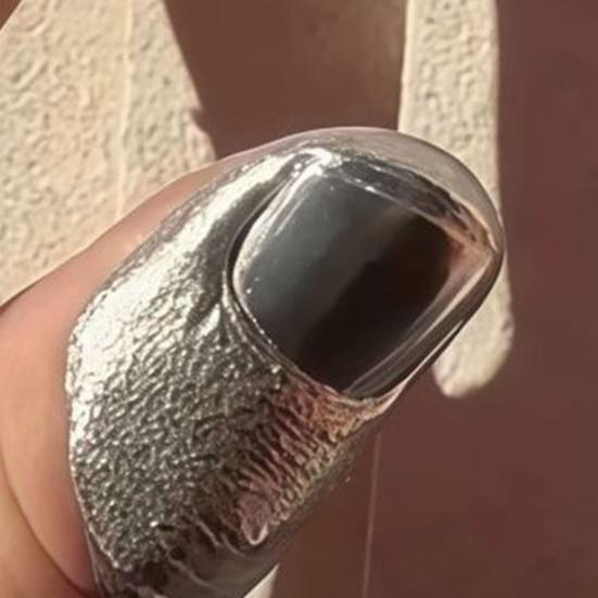 1/5 Stück Kein Nagellack Offener Ring Unregelmäßige Metallische Hauttextur Leichter Nagelkunst Ring Verstellbar