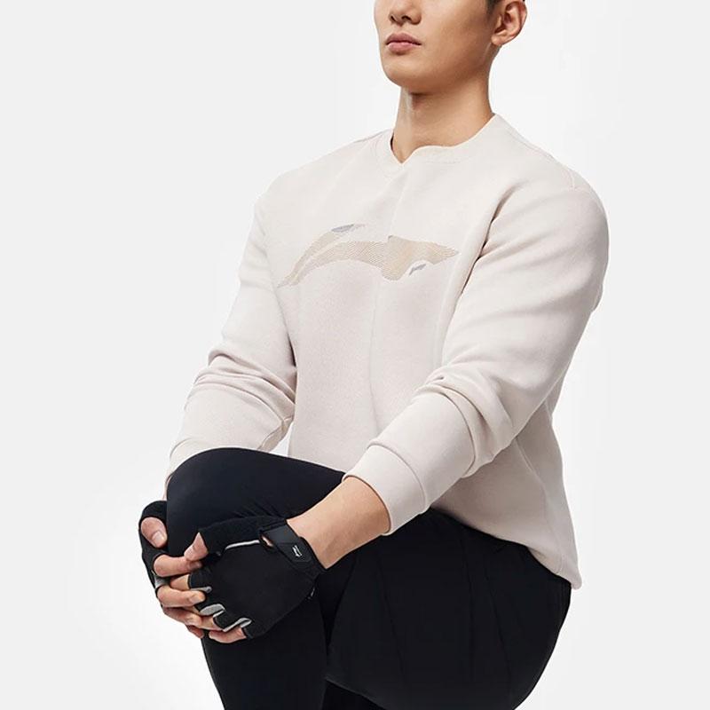 Li-Ning Fitness-Serie Logo-Print Rundhals Sport-Sweatshirt Herren Sweatshirt Mica-Grau AWDU103-2