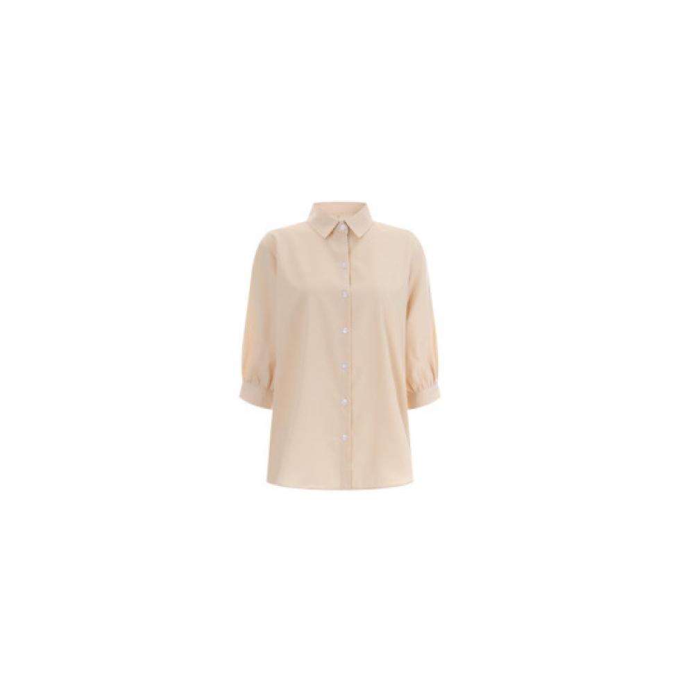 Shop   Women Puff Sleeve Summer Daily Short Sleeve Shirt Light Beige Bls Wnb 120