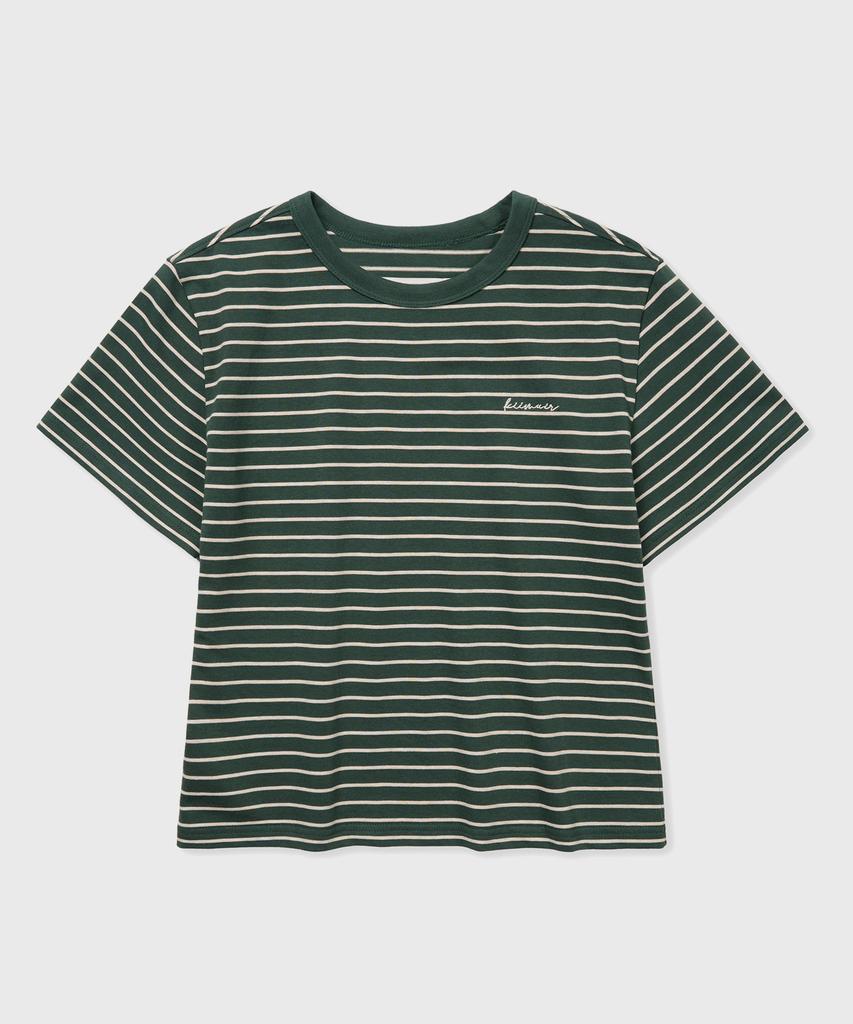 KIIMUIR (Women) Striped Short Sleeve T-Shirt_Green
