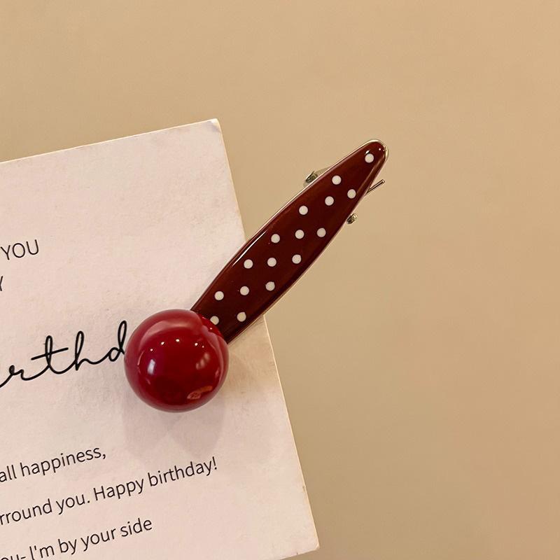 10Pcs Fashion Polka Dot Metal Side Bangs Hair Clip Sweet Girl Heart Hair Accessory with Hairpin Red Festive Hair Clip