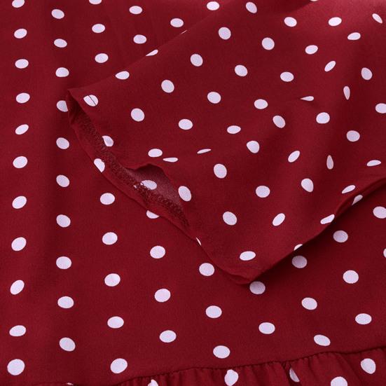 Women's Dot Print Maxi Dress Casual Short Sleeve Flowy Long Dress Summer Crew Neck Boho Swing Sundress