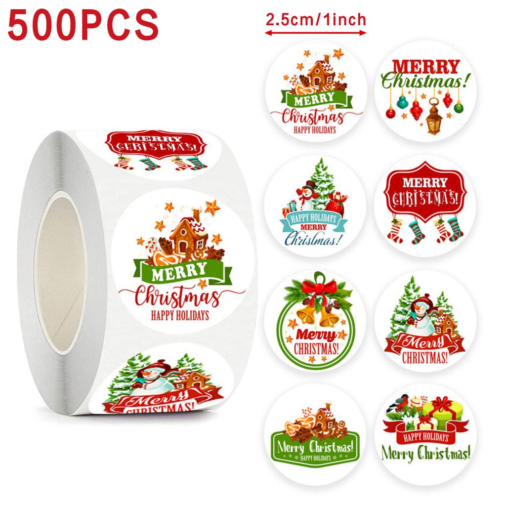 500 Pezzi Adesivi Buon Natale C Natale Xmas Festa Sigillo Etichette Adesivi Per Regali Fai da Te Confezione Dolci Busta Cancelleria Decorazione
