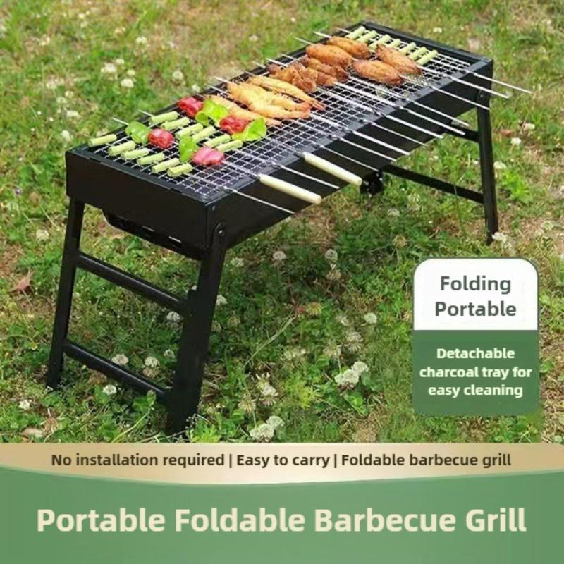 Home Thickened Portable Full Set Large Size Picnic Stove New BBQ Stove Folding Outdoor Charcoal BBQ Grill