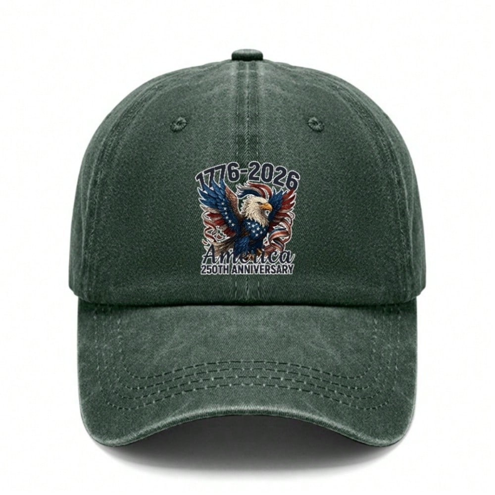 Patriotic Print Baseball Hat - AMERICA 250Th Anniversary Adjustable Vintage Wash Unisex Casual Outdoor Sports Baseball Cap For Patriotic Eve Gift