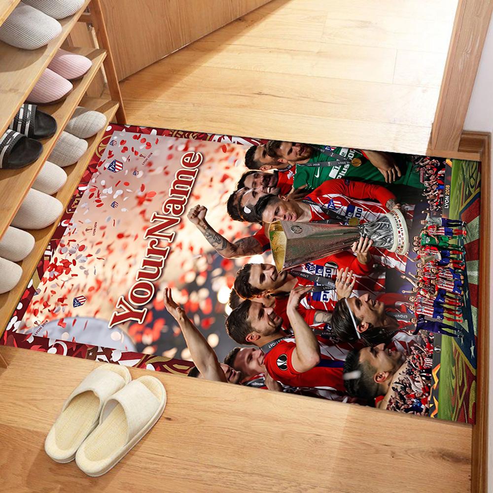 Atletico Madrid Customizable Name Floor Mat Perfect for Foyer Dormitory Living Rooms Decorate Room Anti-slip Rug Office Home Decor Best for Christmas