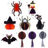 Waben Halloween Hängedekorationen Geist Spinne Kürbis Hexe Fledermaus Papier Waben Mittelstücke für Innenfenster Spukhaus Dekor