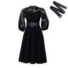 Reress Summer Plus Size Lace Crochet Sexy Hollow Pleated Dress Dress