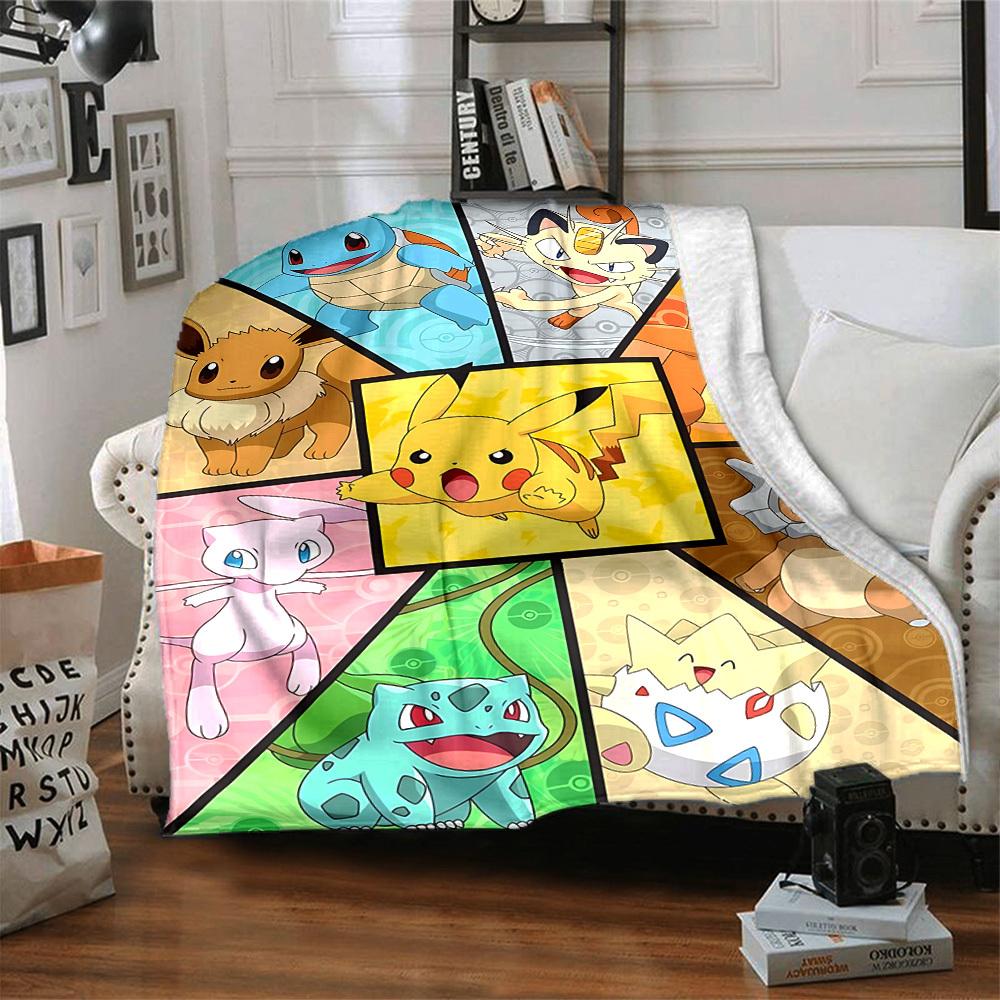 1 ks Pokemon, Měkká teplá deka, Pléd pro všechny sezóny na pohovku, postel, auto, kancelář, Živý barevný design, Odolný a útulný dárek