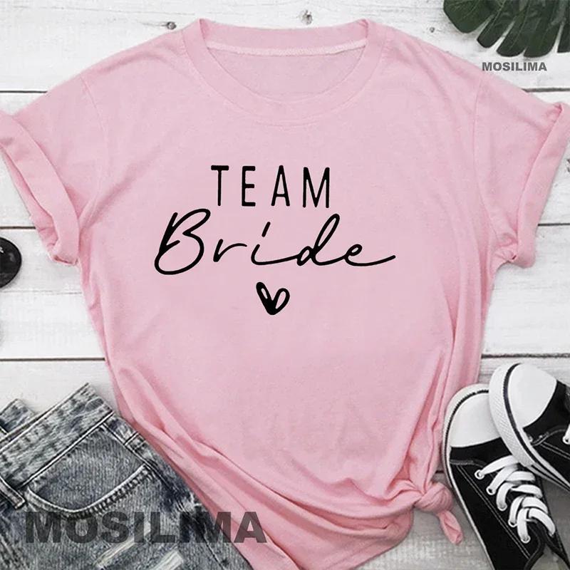 Women Cotton T Shirt Team Bride Bachelorette Party Shower Hen Party Bridesmaid Print T-Shirt 2026 Girls Wedding Female Tops