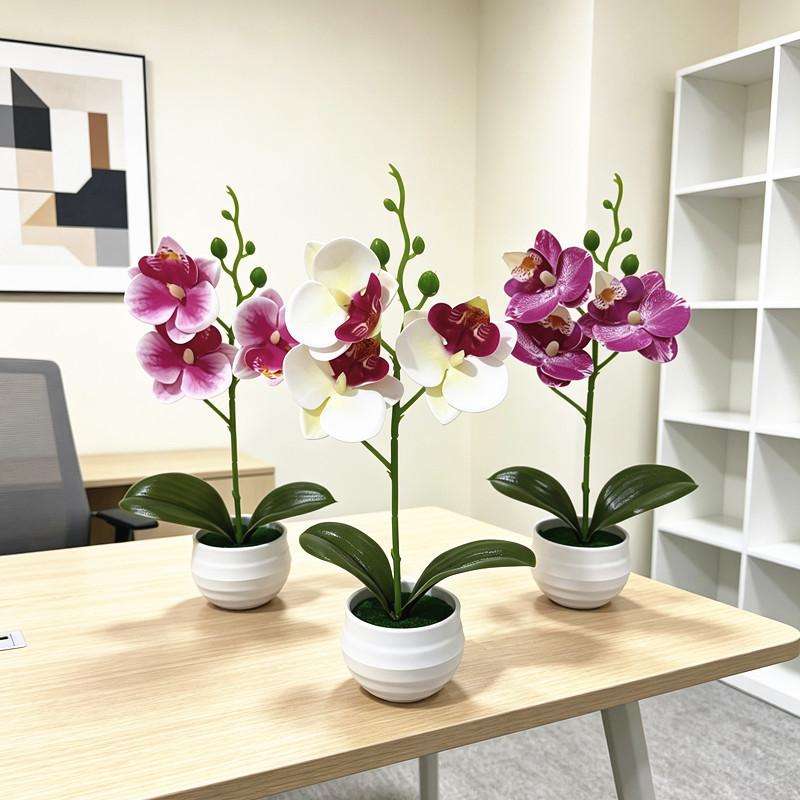 Orhidee Fluture Plantă Artificială Decor Casă Cu Frunze din Plastic Pentru Sufragerie și Birou
