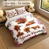 Cow Highland Theme Personalized 3Pcs Bedding Set Custom Text & Name 1 Sheet 2 Pillowcases Household Bedding 1pc