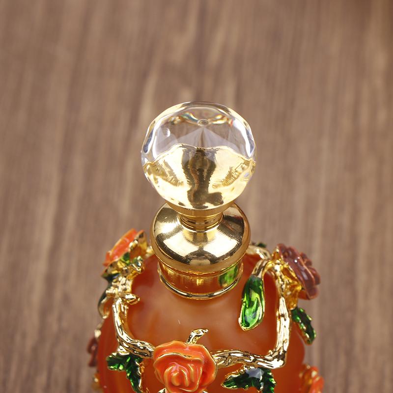 1Pc Dubai 15Ml Beauty Salon Flowers Glass Perfume Empty Bottle Vacuum Bottle Essential Oil Olive Oil Reusable Storage Bottle