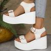 Fashion 2025Women's Wedge Sandals Retro Belt Buckle Casual Platform Sandals for Women Thick Bottom High Heels Sandals Sandalias De Mujer