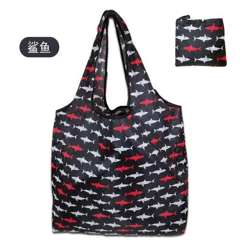 Women's Foldable Shopping Bag, Lightweight Nylon Waterproof Reusable Tote Bag, Portable Shoulder Handbag for Grocery Shopping