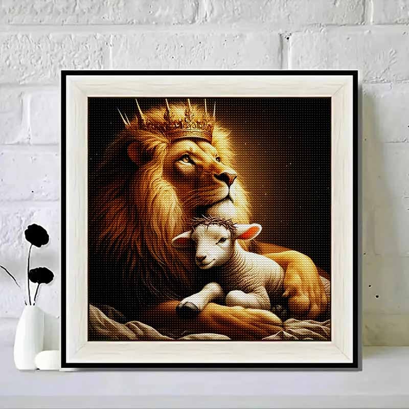 New Arrival 5D DIY Full Circle Diamond Painting "Lion" Embroidery Cross Stitch Home Decor Gift