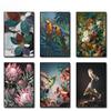 Pinturas de Lienzo de Animales y Plantas Vintage Flores Búho Pájaros Loro Flamenco Póster de Arte de Pared Imágenes Impresas Decoración de Sala de Estar