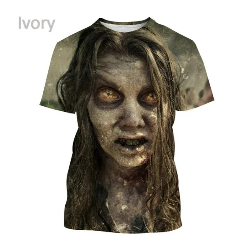 Popular TV Series The Walking Dead 3D Printed T-shirt Summer Men's Clothing Short Sleeve Tops Fashion Horror Oversized Tee Shirt