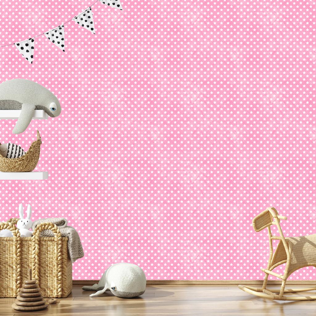 Powder Pink Stars Wallpaper, Powder Pink Top for Living Room and Bedroom 50x1000