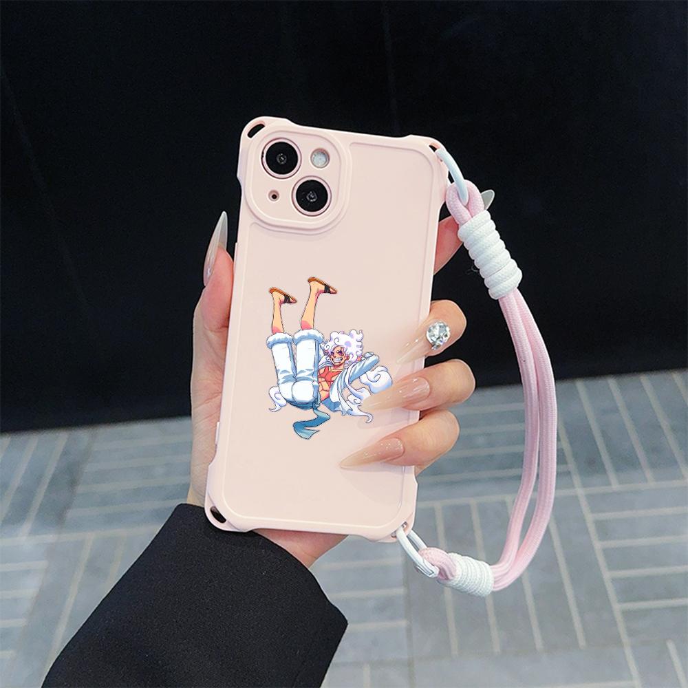 Ae91 One Piece Soft Phone Cases for iPhone 16 15 14 13 12 11 Pro Max 7 8 Plus XR XS Max with Wrist Strap Lanyard Corner Protection Back Cover