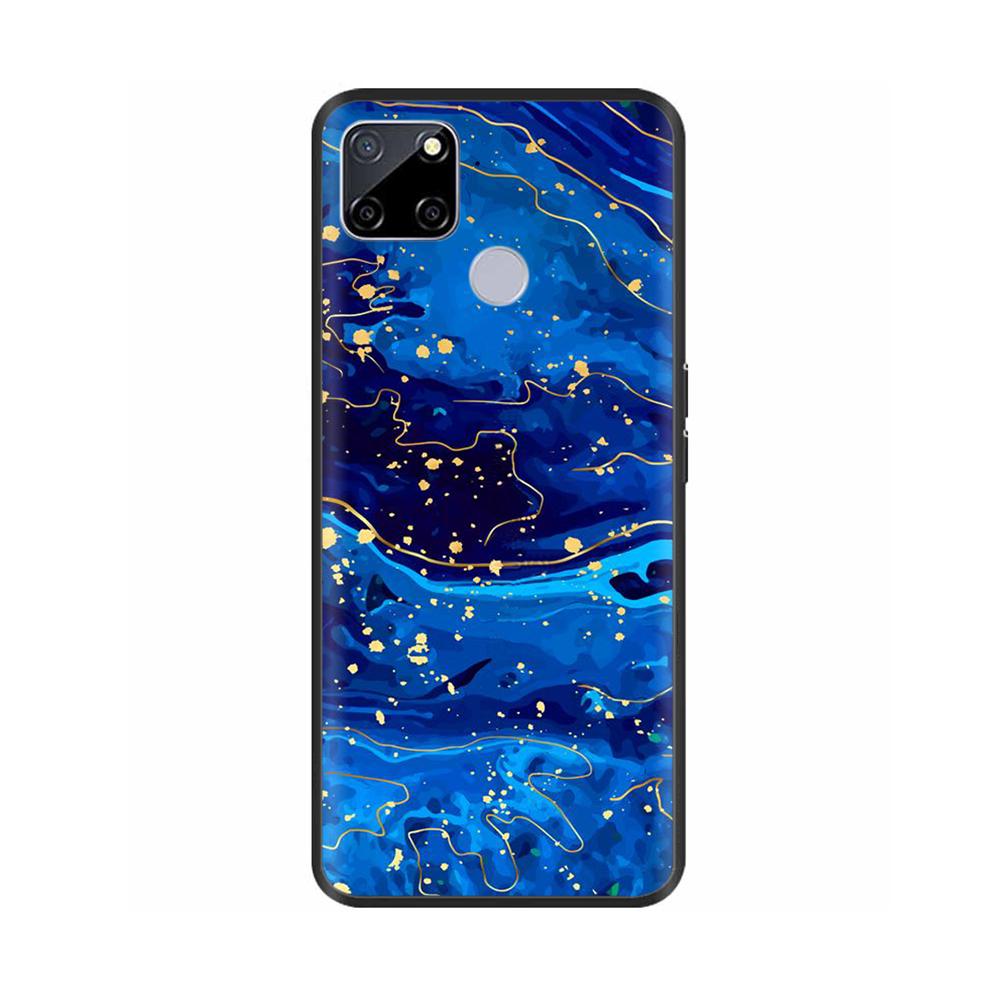 Für Realme C25 Hülle C25s Weiche Niedliche Abdeckung für OPPO Realme C25Y C21Y Silikon Schwarze TPU Handyhülle Für OPPO Realme C21 Blume Capa