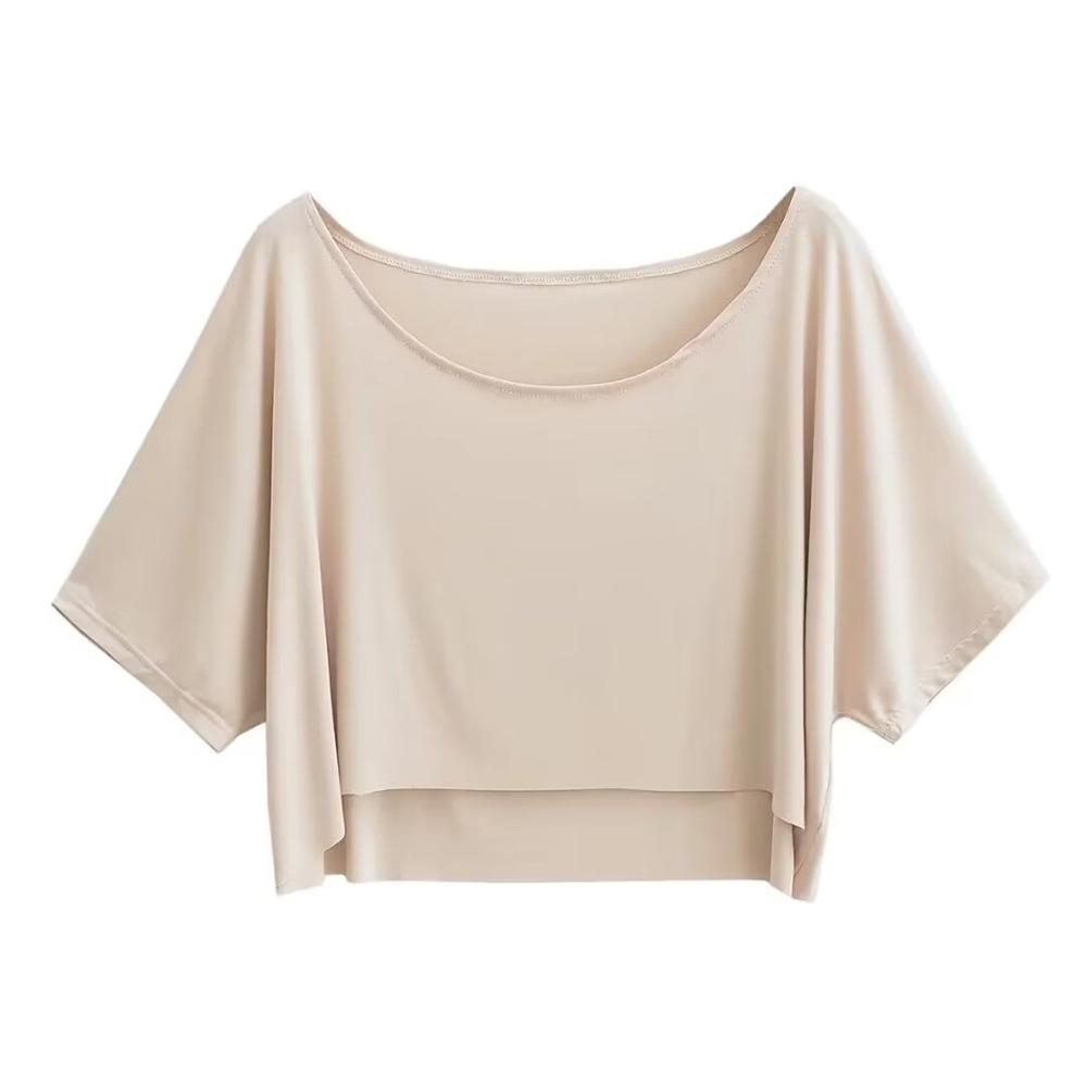 Trendy Women's European & American Style Round Neck Half Sleeve Crop Top