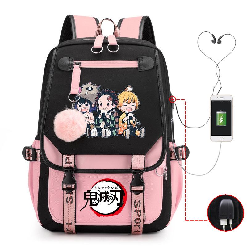 Ghost Annihilation Blade Grade 3-6 Junior High School Student High School Student School Bag Strap USB Multifunctional Backpack