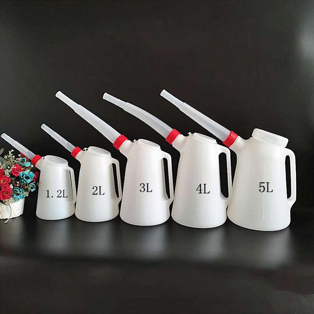 Oil Measuring Jug Petrol Can Fuel Tank With Pouring Flexible For Automotive Garage Oil Measuring Container 1.2L-5L