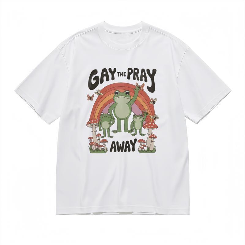 Herren Trend Klassisches T-Shirt Buntes Amphibien Schmetterling Wiesenmuster T-Shirt
