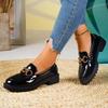 Γυναικεία Loafers Slip-On από Λουστρίνι, Μπαλαρίνες με Στρογγυλή Μύτη και Παχιά Σόλα, Μοντέρνα Παπούτσια Μεγάλων Μεγεθών