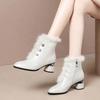 2025 Autumn and Winter New European and American Elegant Skirt Short Boots Women's Velvet Fashion Mink Mouth Middle Heel High-end Temperament Cotton S