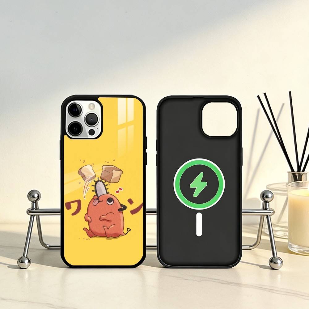 Anime P-Pochita Phone Case For iPhone17,16,15,14,13,12,11 Plus,Pro Max Magnetic For Magsafe Wireless Charging