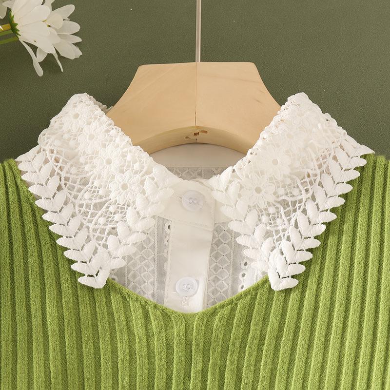 Perfect Match New Fake Collar Shirt Women White Lapel Ruffles Stand False Collar Woman Girls Detachable Collar Lace Removable Half Shirt