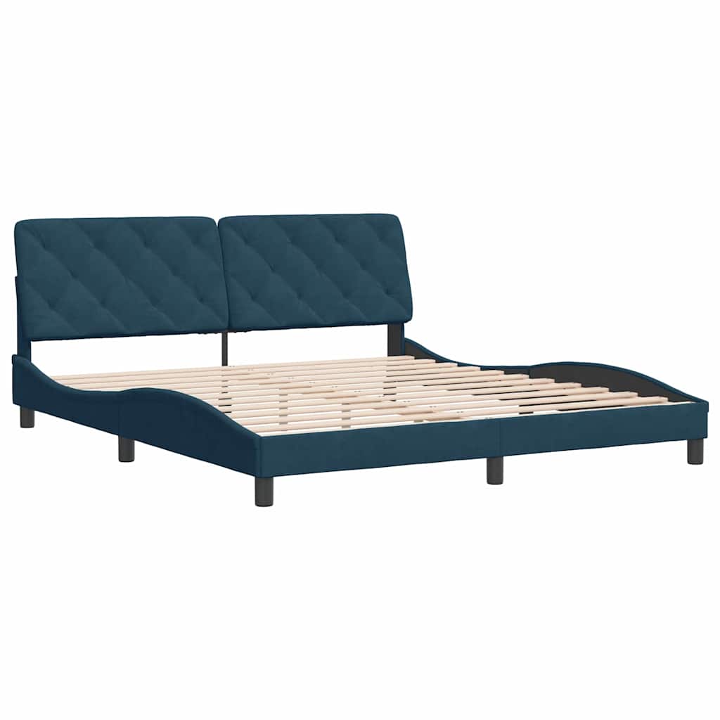 Bed Frame Without Mattress Blue 180x200 Cm Velvet