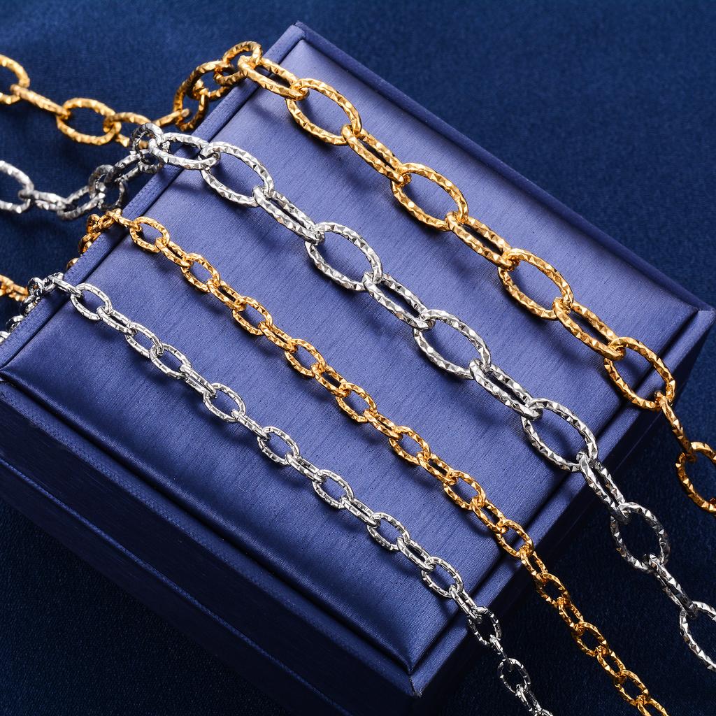 5/8.5mm Chic Glitter Stainless Steel Necklace Link Cut Oval Neck Chain for Women Men Minimalist Gold Color Choker Metal Jewelry