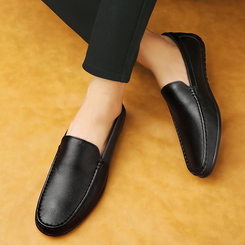 Fashion 2024 Men Boat Shoes Business Breathable Mens Loafers Shoes Moccasins Flat Shoes Casual Genuine Leather Footwear Slip On Antiskid