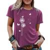 Women's Dandelion Patterned Round-neck Short-sleeved Casual and Fashionable T-shirt