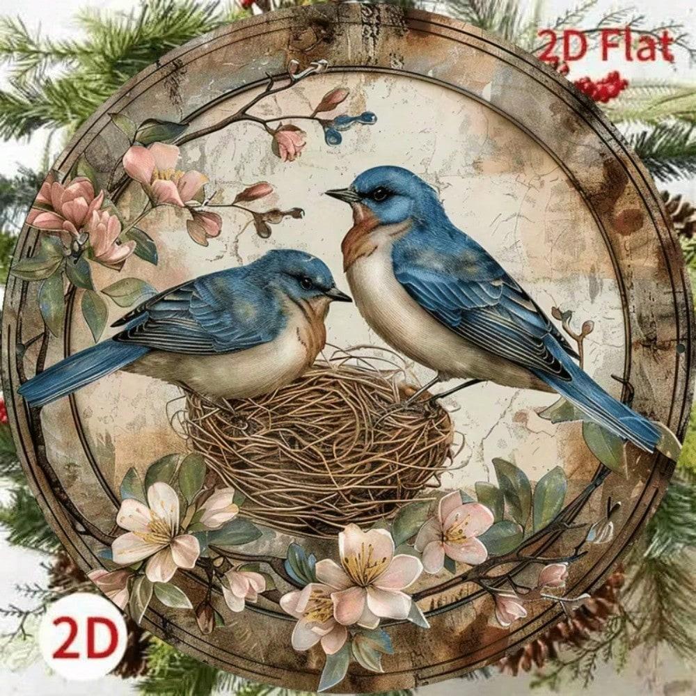 Vintage Floral Metal Tin Sign Retro Round Wall Art For Home Garden Decor