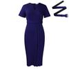 Women's Summer New Short Sleeved V Neck Waist Solid Color Dress