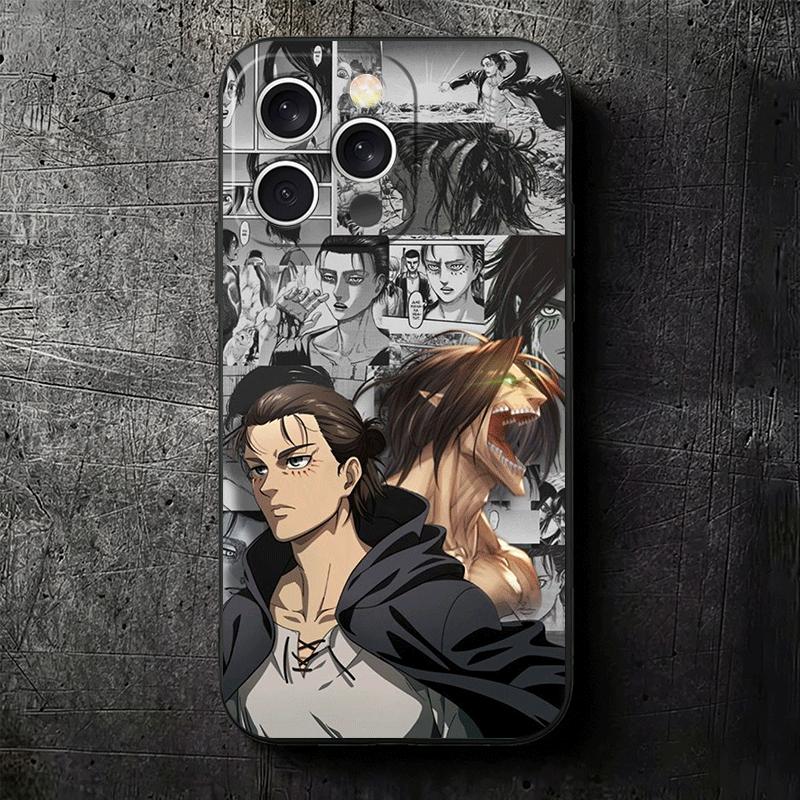 A-Attack On T-Titan Anime Soft Phone Case for iPhone 16 16E 17 Air 15 Pro Max 14 Plus 13 Mini 11 12 7 Black Cover Back Shell