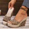 Mode Damen Keilabsatz Hausschuhe 2024 Sommer Neu High Heels Damen Sandalen Flach Outdoor Strand Plateau Hausschuhe Bequeme Pantoletten Damen