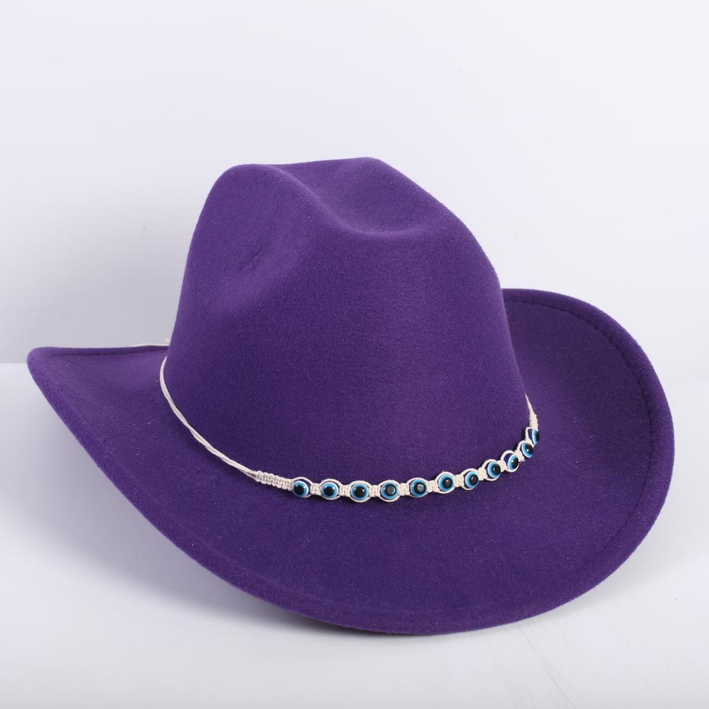 Popular European and American Fashion OL Style One-word Cowboy Hat Men's and Women's High-end Top Hat Jazz Hat Felt Hat